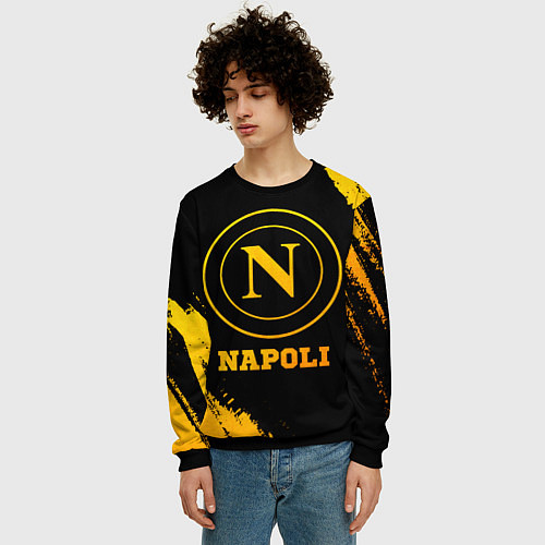 Мужской свитшот Napoli - gold gradient / 3D-Черный – фото 3