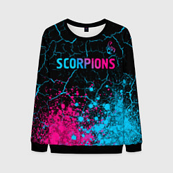 Свитшот мужской Scorpions - neon gradient: символ сверху, цвет: 3D-черный