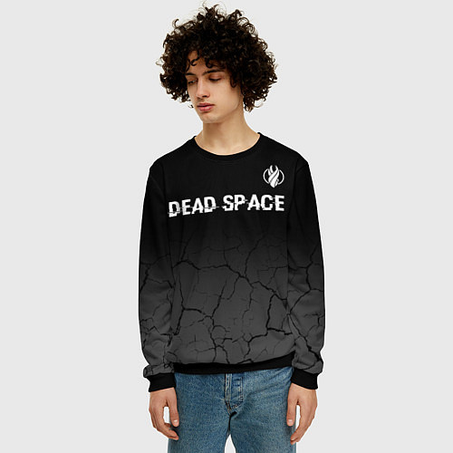 Мужской свитшот Dead Space glitch на темном фоне: символ сверху / 3D-Черный – фото 3