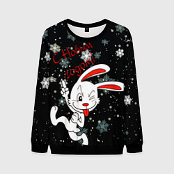Свитшот мужской Подмигивающий кролик, цвет: 3D-черный