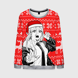 Свитшот мужской Новогодняя Пауэр: Человек-бензопила, цвет: 3D-меланж