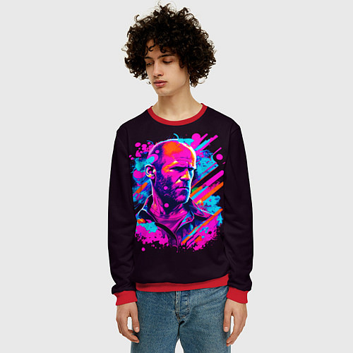 Мужской свитшот Jason Statham - pop art / 3D-Красный – фото 3