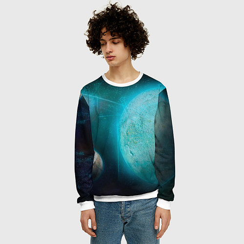 Мужской свитшот Космос и планеты / 3D-Белый – фото 3