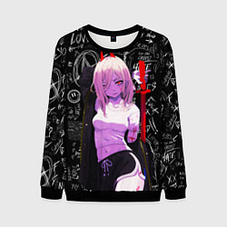 Свитшот мужской Да это же Пауэр - Человек бензопила, цвет: 3D-черный