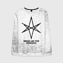 Свитшот мужской Bring Me the Horizon с потертостями на светлом фон, цвет: 3D-белый