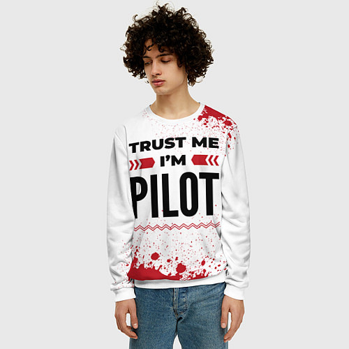 Мужской свитшот Trust me Im pilot white / 3D-Белый – фото 3