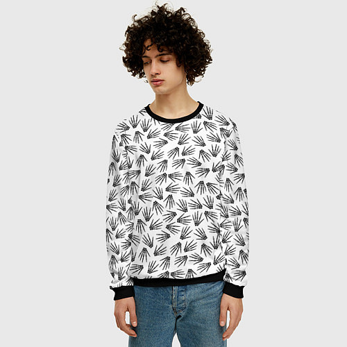 Мужской свитшот Ладонь скелета / 3D-Черный – фото 3