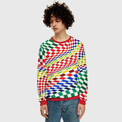 Свитшот мужской Разноцветная оптическая иллюзия, цвет: 3D-красный — фото 2