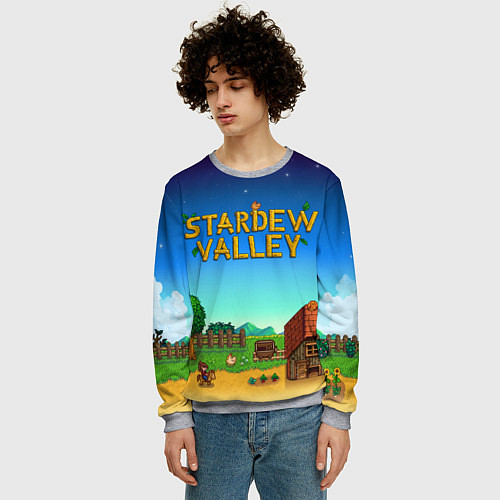 Мужской свитшот Мой дом в Stardew Valley / 3D-Меланж – фото 3