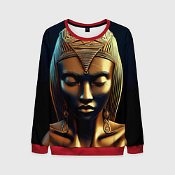 Свитшот мужской Нейросеть - золотая статуя египетской царицы, цвет: 3D-красный