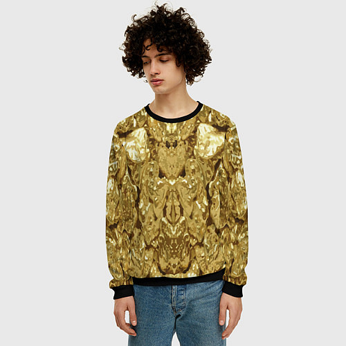 Мужской свитшот Золотая кожа / 3D-Черный – фото 3