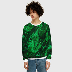 Свитшот мужской Зелёные краски во тьме, цвет: 3D-белый — фото 2