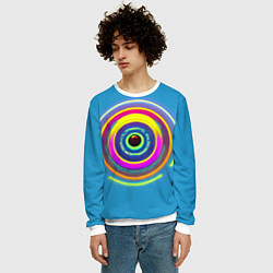 Свитшот мужской Гипнотические окружности, цвет: 3D-белый — фото 2