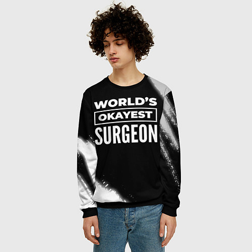 Мужской свитшот Worlds okayest surgeon - dark / 3D-Черный – фото 3