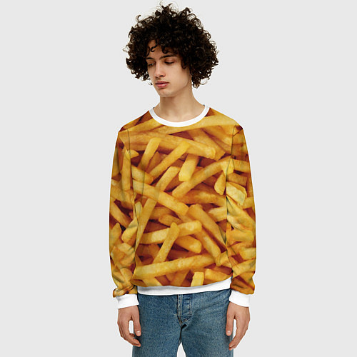 Мужской свитшот Картошка фри / 3D-Белый – фото 3