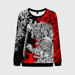 Свитшот мужской Самурай и драконы, цвет: 3D-черный