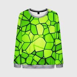 Свитшот мужской Неоновые салатовые осколки, цвет: 3D-меланж