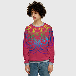 Свитшот мужской Viva magenta mandala, цвет: 3D-меланж — фото 2