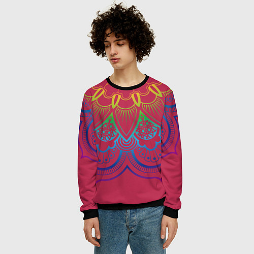 Мужской свитшот Viva magenta mandala / 3D-Черный – фото 3