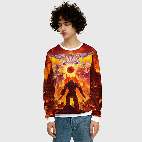 Мужской свитшот Doom в аду / 3D-Белый – фото 3