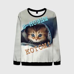 Свитшот мужской С новым котом, цвет: 3D-черный