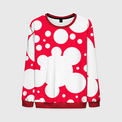 Свитшот мужской Красное в белый горошек, цвет: 3D-красный