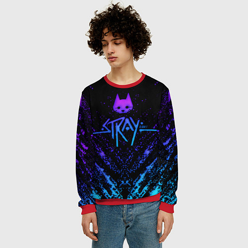 Мужской свитшот Stray neon paint splashes / 3D-Красный – фото 3