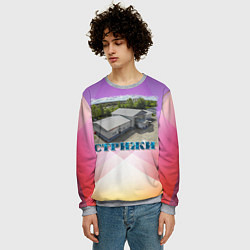 Свитшот мужской Стрижи - вокзал и железнодорожный мост, цвет: 3D-меланж — фото 2