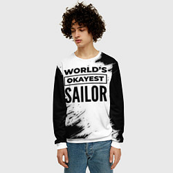 Свитшот мужской Worlds okayest sailor - white, цвет: 3D-белый — фото 2
