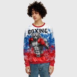 Свитшот мужской Бокс - Россия, цвет: 3D-красный — фото 2