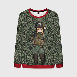 Свитшот мужской Милитари аниме девочка, цвет: 3D-красный