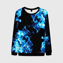 Свитшот мужской Красивый синий огонь, цвет: 3D-черный