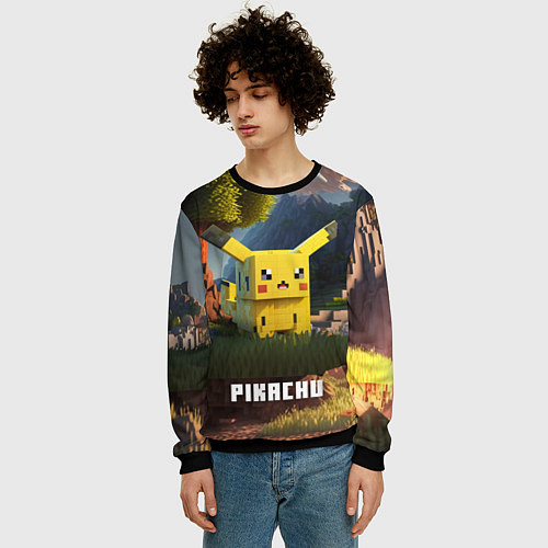 Мужской свитшот Pokеmon Pikachu / 3D-Черный – фото 3