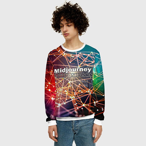Мужской свитшот Midjourney neuronet / 3D-Белый – фото 3