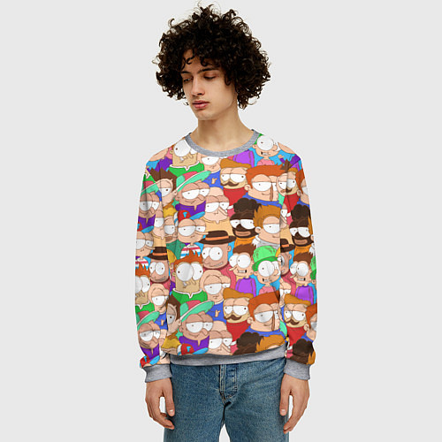 Мужской свитшот Разные прикольные люди / 3D-Меланж – фото 3