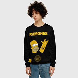 Свитшот мужской Ramones Гомер Симпсон рокер, цвет: 3D-черный — фото 2