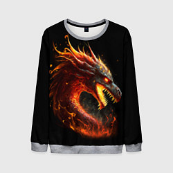 Свитшот мужской Яростный огненный дракон, цвет: 3D-меланж