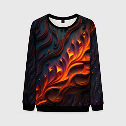 Свитшот мужской Огненный орнамент с языками пламени, цвет: 3D-черный