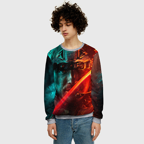 Мужской свитшот Боец на войне / 3D-Меланж – фото 3