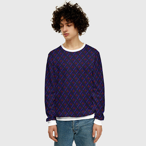 Мужской свитшот Синие ромбы / 3D-Белый – фото 3