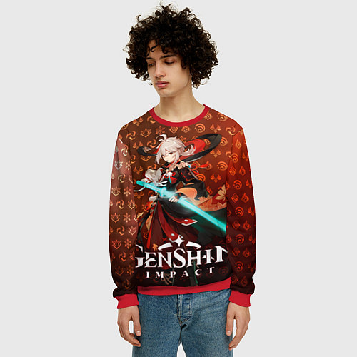 Мужской свитшот Кадзуха элементали / 3D-Красный – фото 3