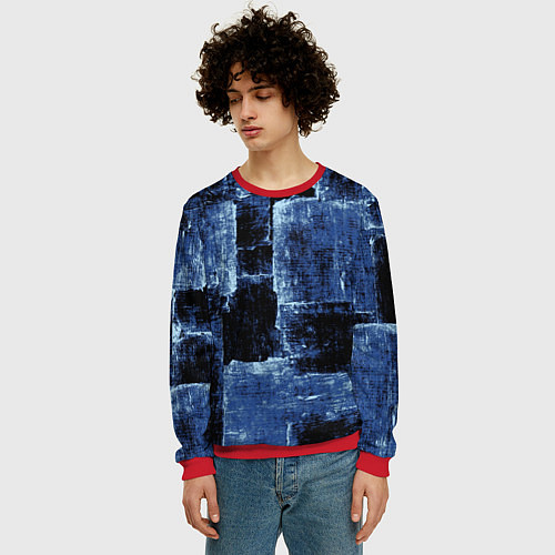 Мужской свитшот Синий абстракт / 3D-Красный – фото 3