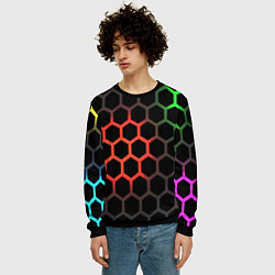 Свитшот мужской Gradient hexagon genshin, цвет: 3D-черный — фото 2