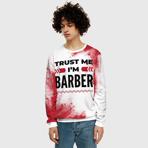 Мужской свитшот Trust me Im barber white / 3D-Белый – фото 3