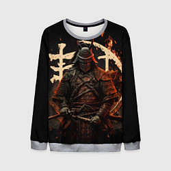 Свитшот мужской Самурай и иероглифы, цвет: 3D-меланж