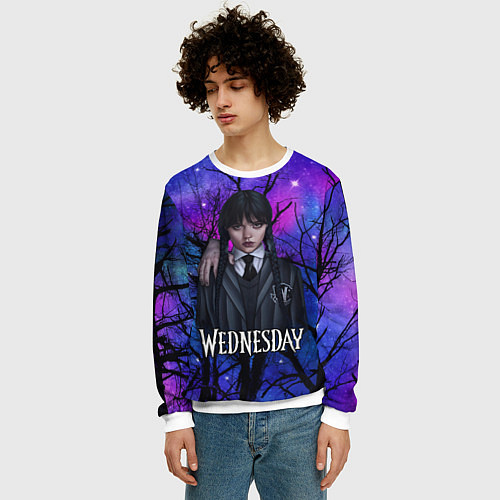 Мужской свитшот Wednesday background / 3D-Белый – фото 3