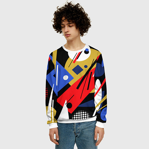 Мужской свитшот Абстракция в стиле супрематизм / 3D-Белый – фото 3