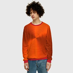 Свитшот мужской Оранжевый волнообразный дисковый узор, цвет: 3D-красный — фото 2