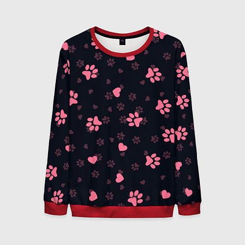 Мужской свитшот Лапки котиков / 3D-Красный – фото 1