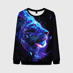 Свитшот мужской Неоновый лев, цвет: 3D-черный